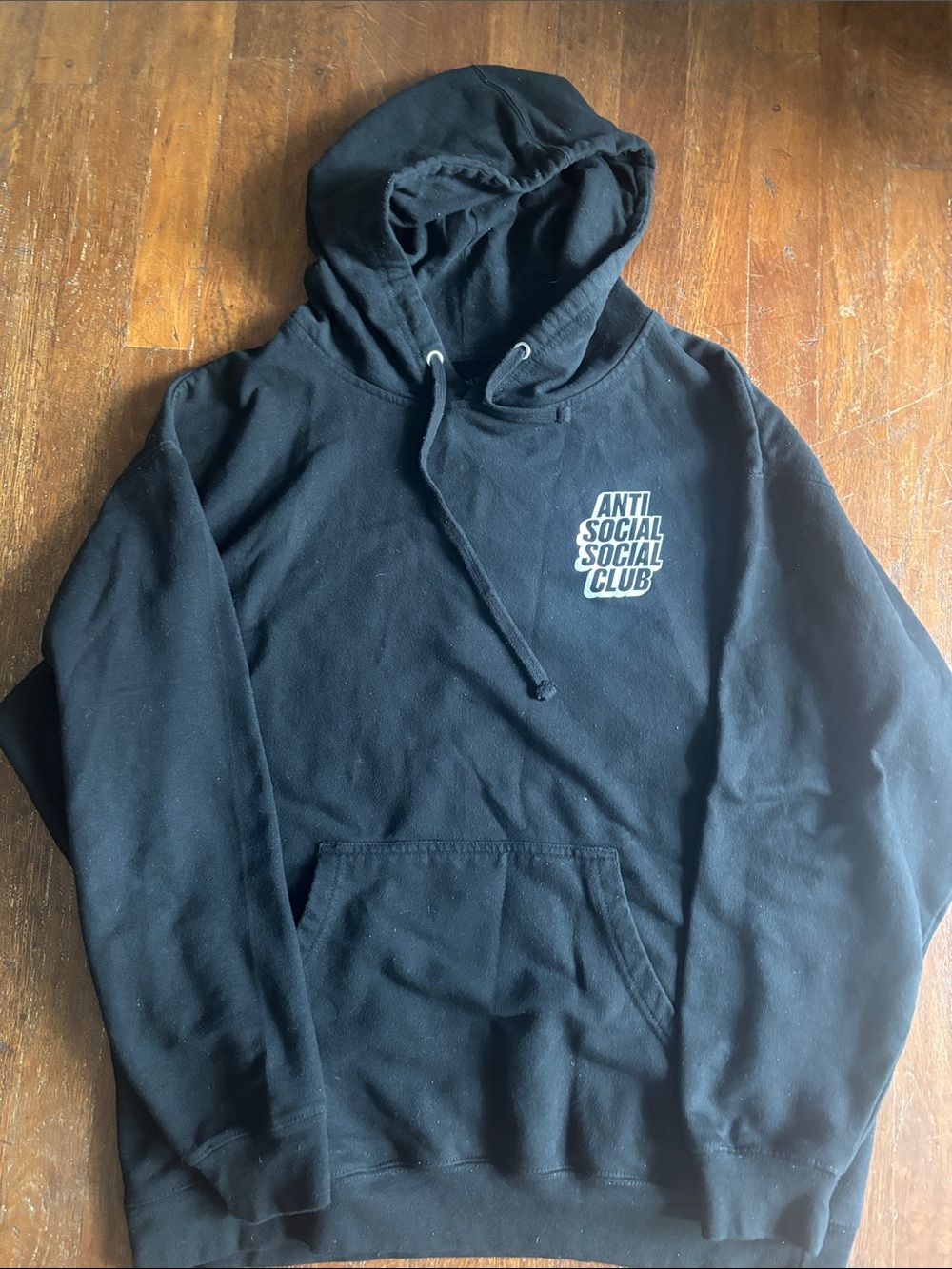 Anti Social Social Club Black Pullover Hoodie with White Chest Logo